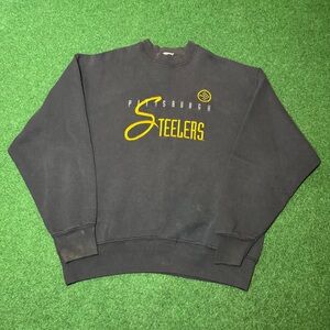 Vintage 90s Pittsburgh Steelers Crewneck, Embroidered Sweatshirt, NFL (Large)